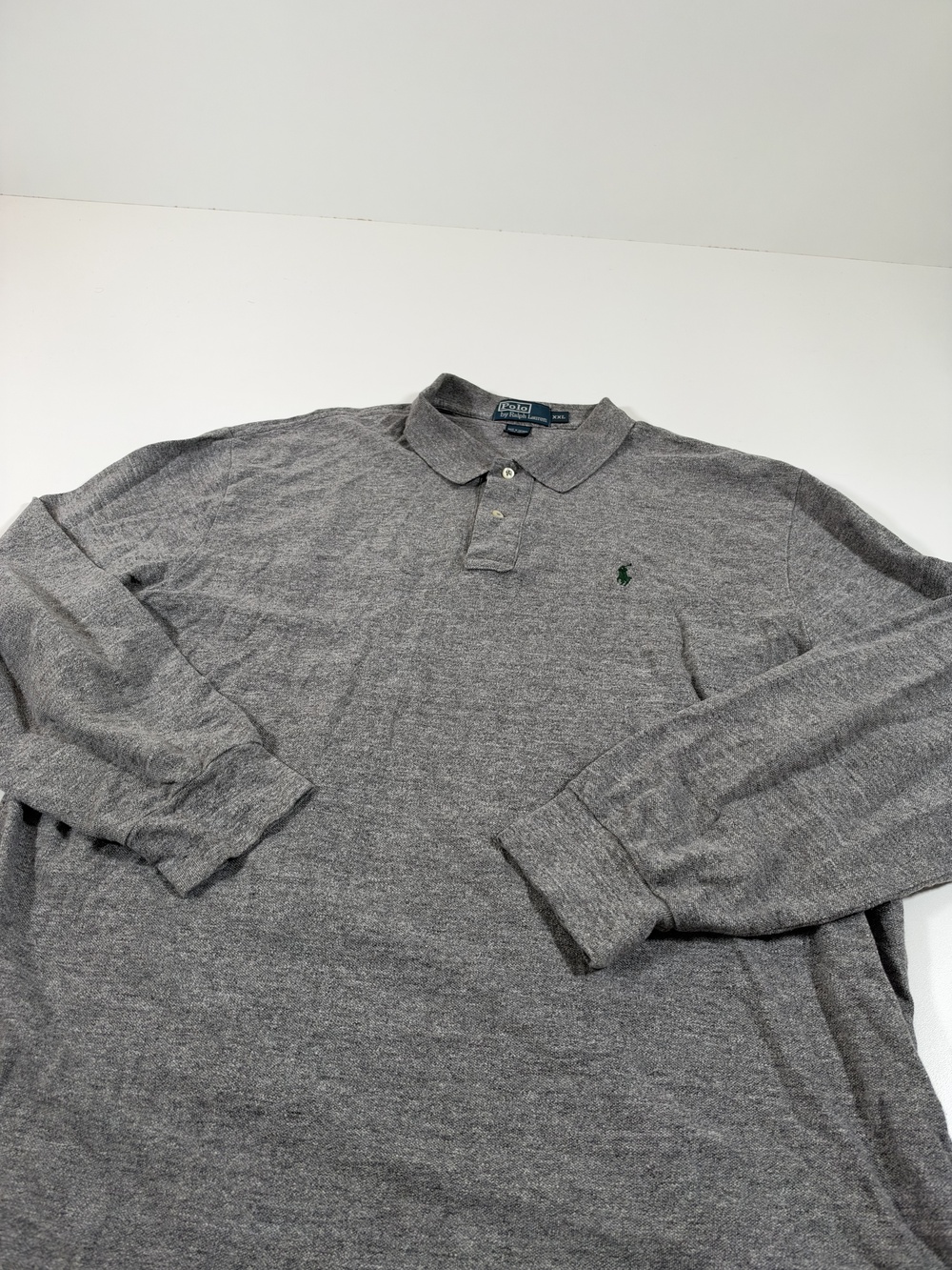 Polo By Ralph Lauren Polo Shirt Mens 2XL Gray Long Sleeve Cotton Knit Pony Logo